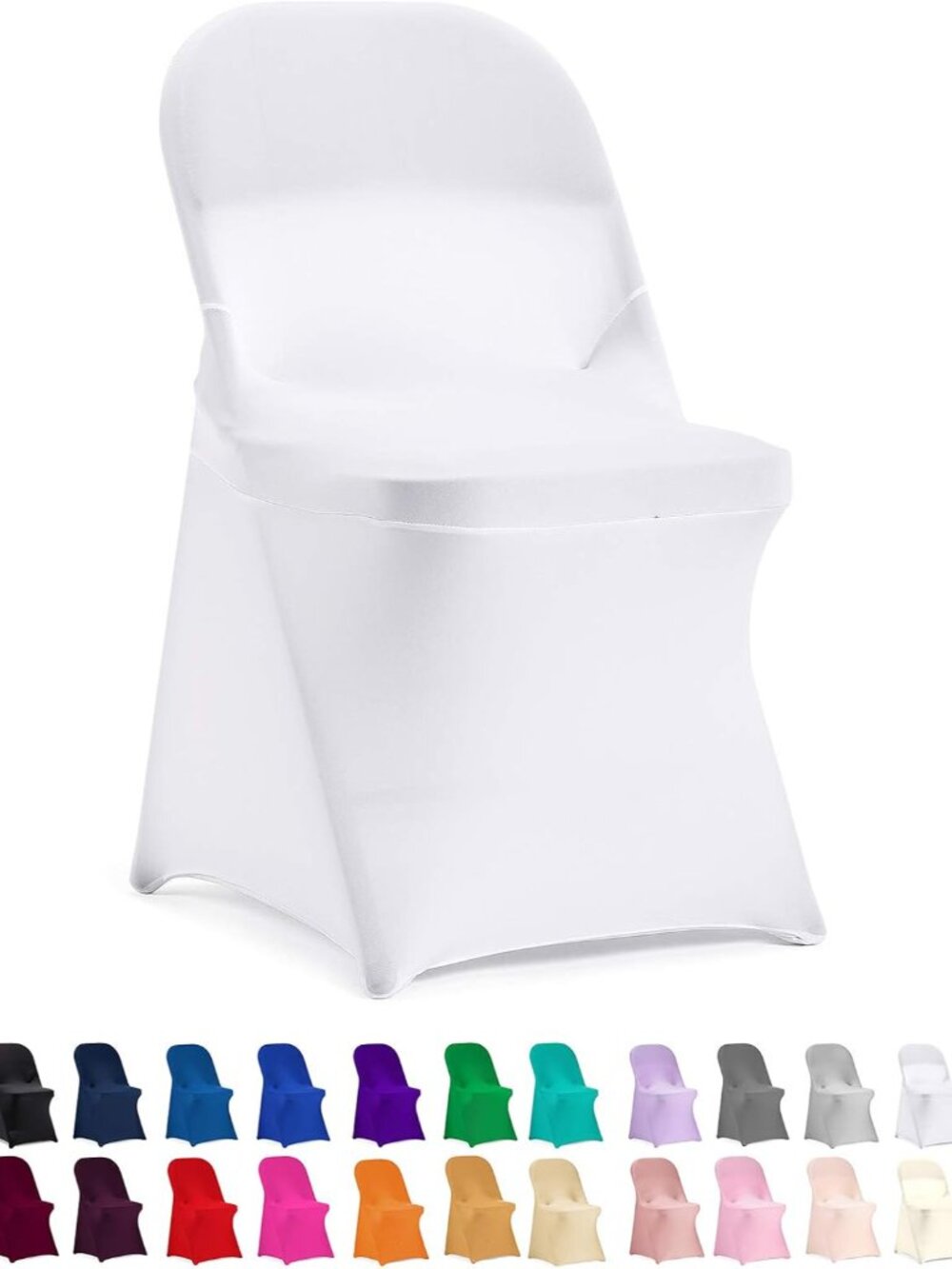 Stretch Spandex Folding Chair Cover for Wedding Party Dining Banquet Event White